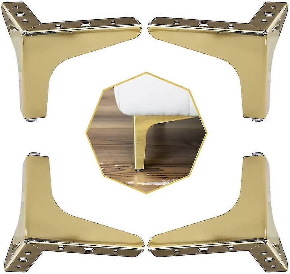 4パック家具テーブル脚、家具用金属脚、ワードローブ用交換用トライアングルキャビネット脚、ソファ、椅子、コーヒーテーブル(ゴールド、10cm)