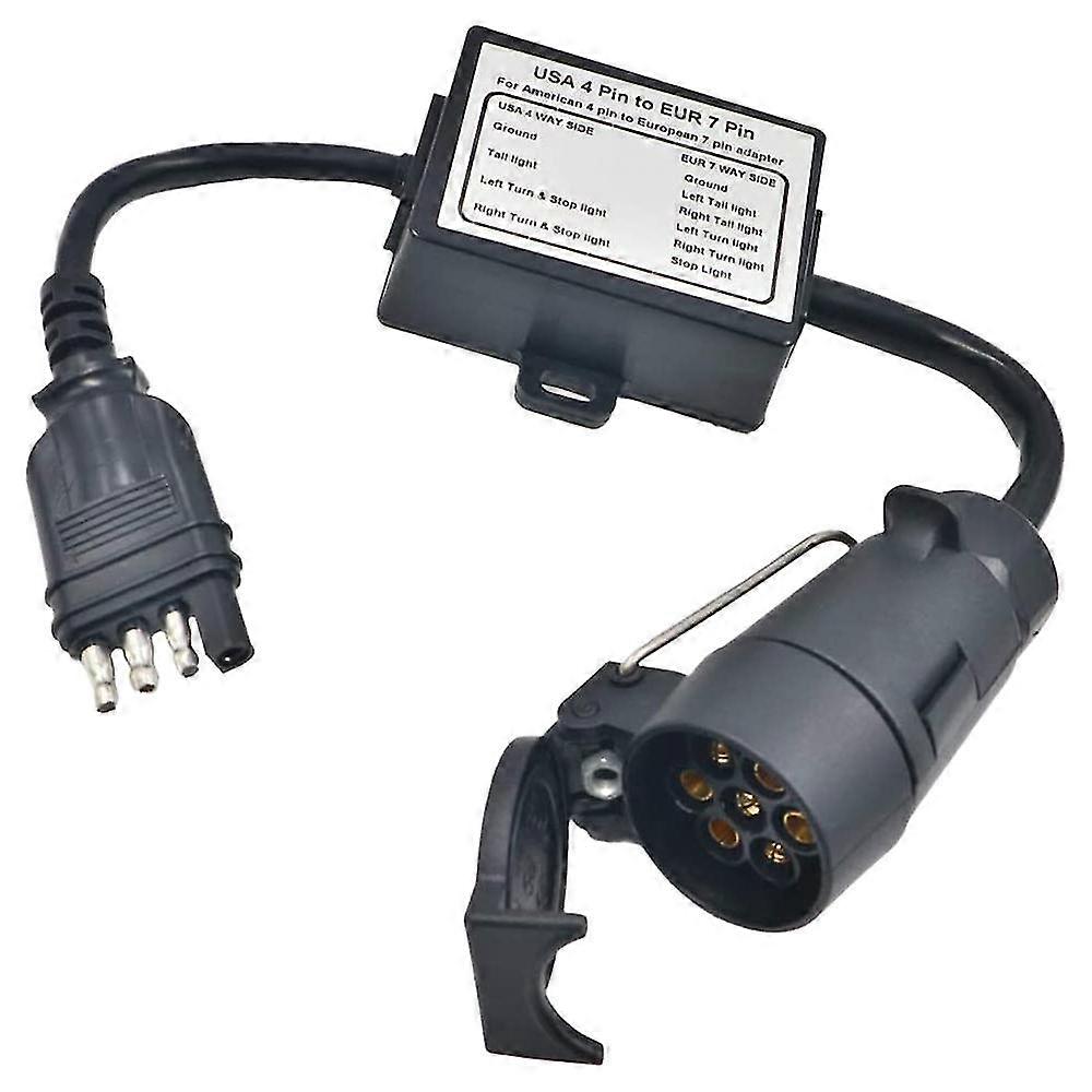 Us To Europe Trailer Light Converter 4 Way Flat Socket (american Vehicle) To 7 Way Round Socket (eu