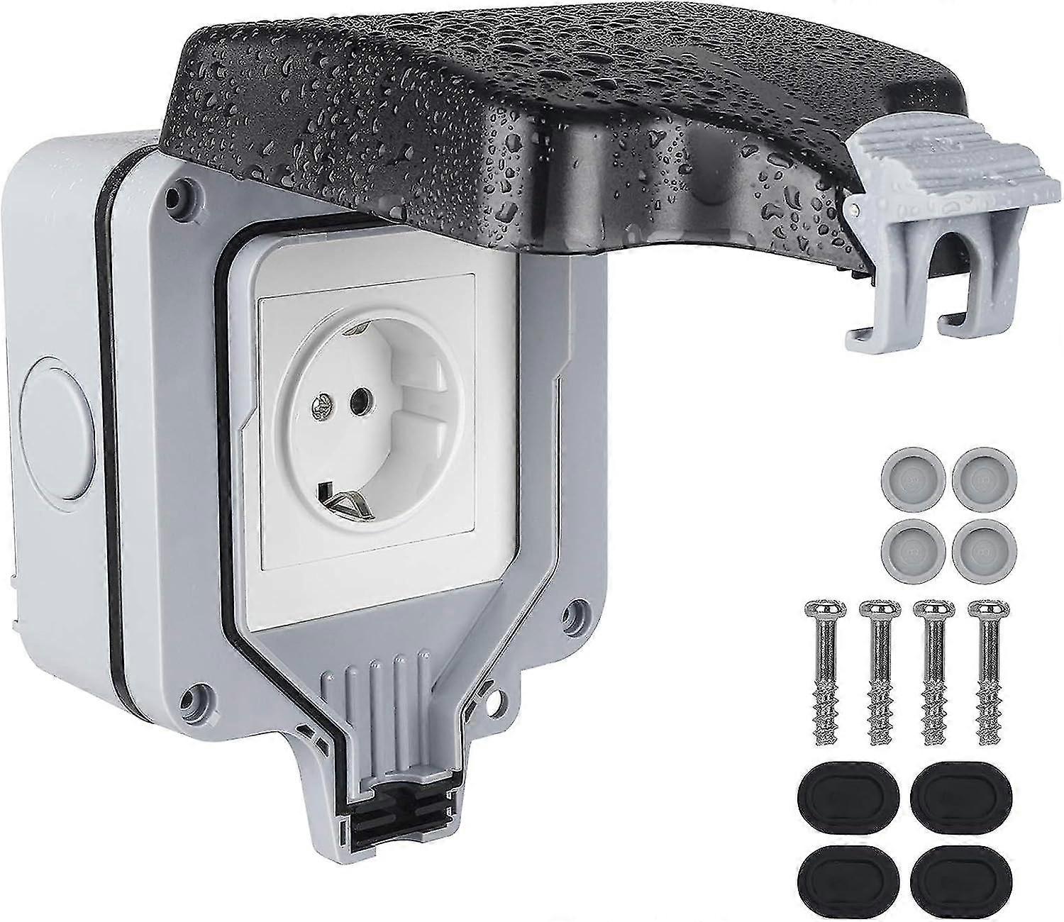 Ip66 Waterproof Outdoor Socket, Wall Socket For Outdoor Use, Waterproof Outdoor Socket, Protruding Protection Contact External Socket With Hinged Cove