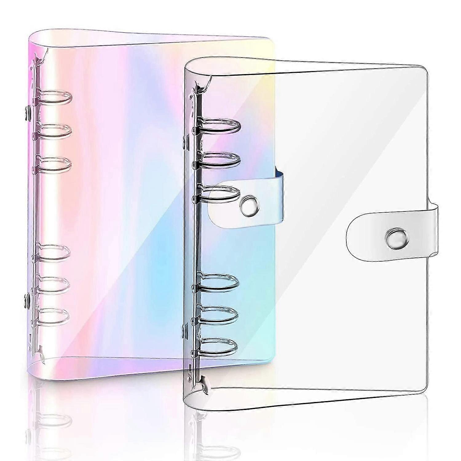 2 stk A5 Rainbow Soft Pvc Notebook Binder Clear Soft Pvc Notebook Cover, Loose Leaf Personal Planne