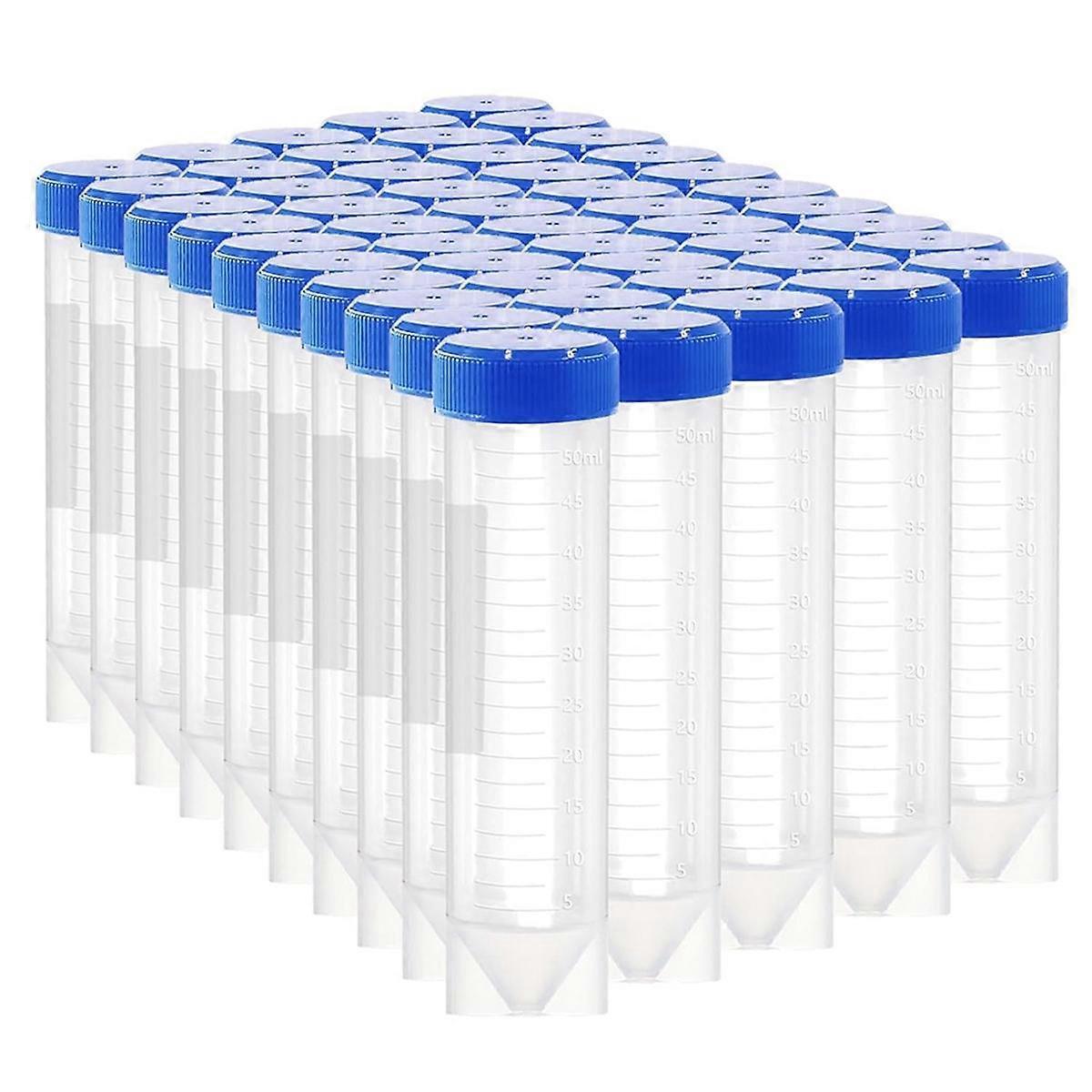50ml Plastic Centrifuge Tubes with Screw Cap, 50 PCS 50ml Self-Standing Plastic Test Tube Conical T
