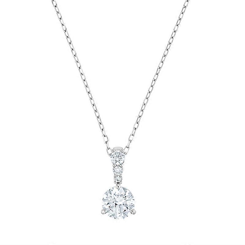 Women's Solitaire Crystal Necklace,1pc,silver