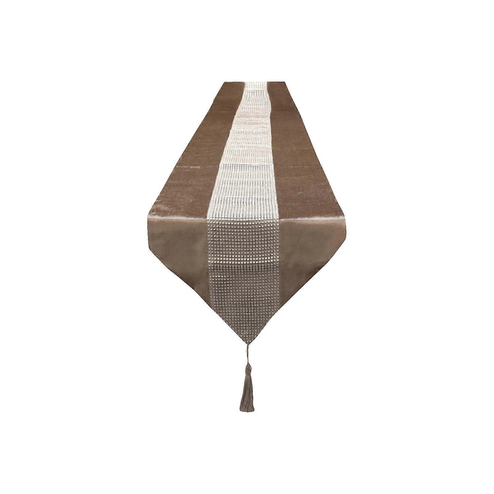 Exquisite Workmanship Table Cover Anti-scratch Polyester Rhinestone Sequined Elegant Tassels Table Runner for Home KAESI