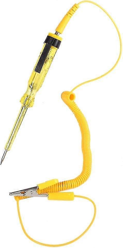 Automotive Circuit Tester, Test Light Probe With Indicator Light And Extended Spring Wire, Dc 6v 12v 24v Light Bulb Voltage Test Pen(yellow)