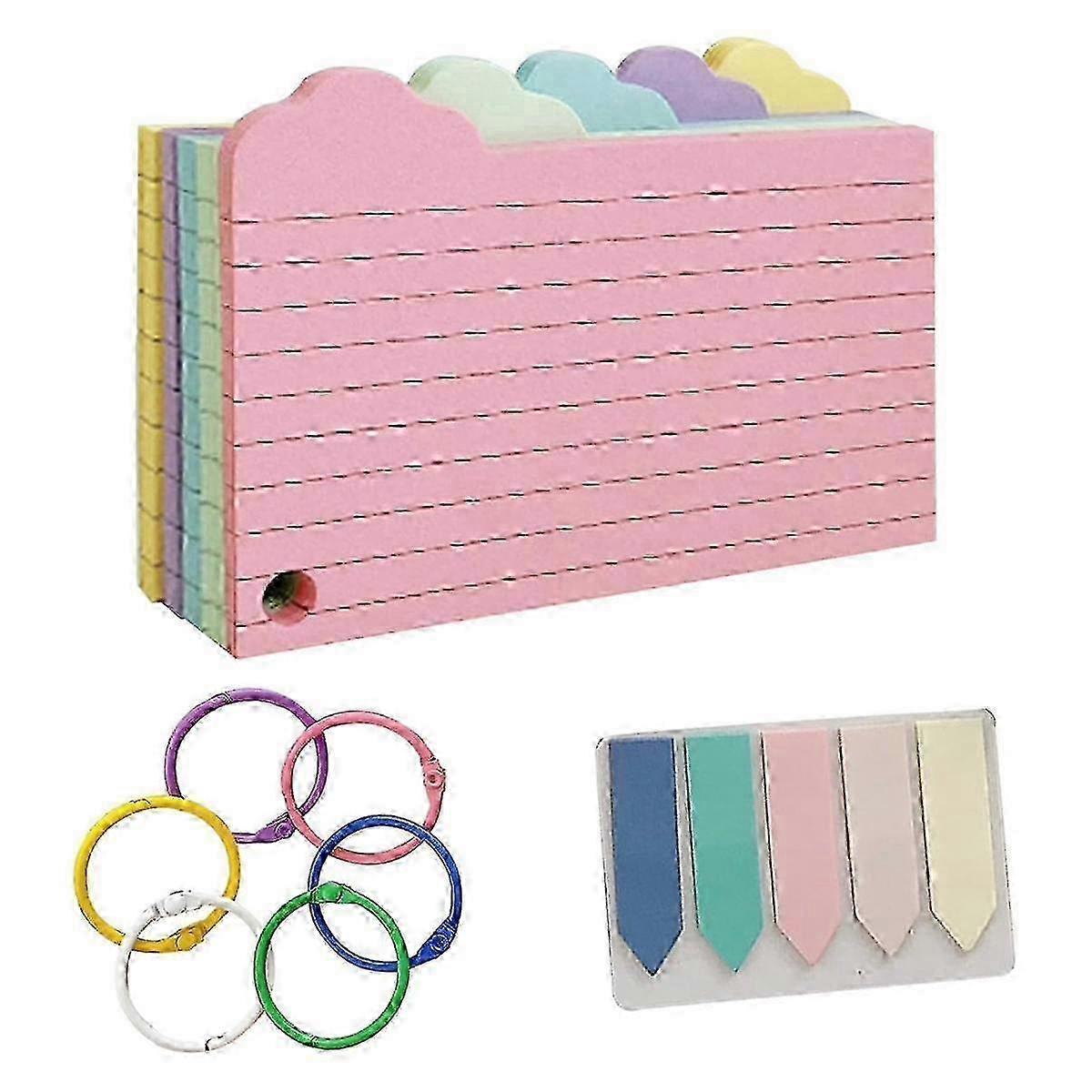 250PCS Index Cards Flash Card with 3 X 5,Colored Card with Ring Ruled Index Note Cards for Office School