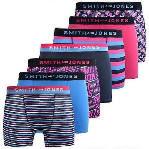 Smith & Jones Mens Taden Assorted Designs Boxer Shorts (Pack of 7)