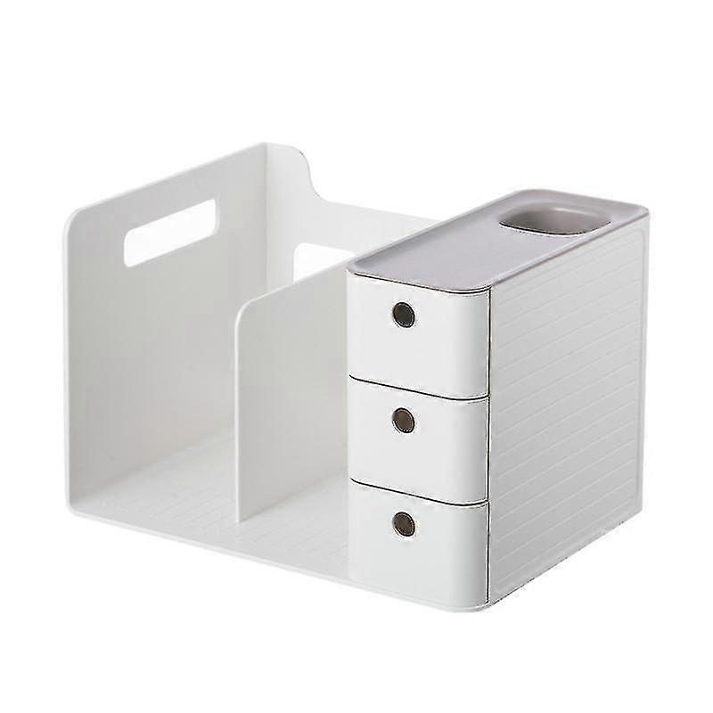 Drawer Type Desk Organizer With Sliding Drawer, 2 Upright Sections(gray)