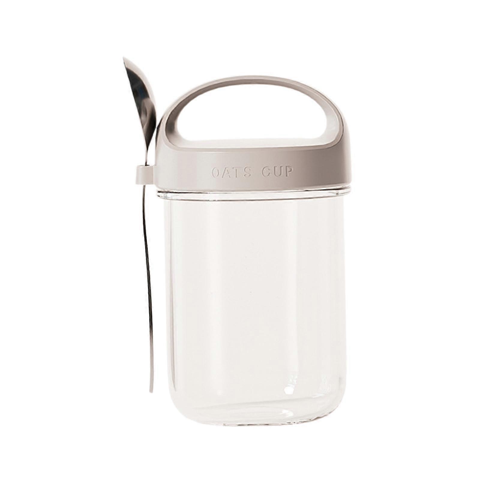 Overnight Oats Container Glass Cereal Cup on The Go for Fruit Pudding Yogurt gray