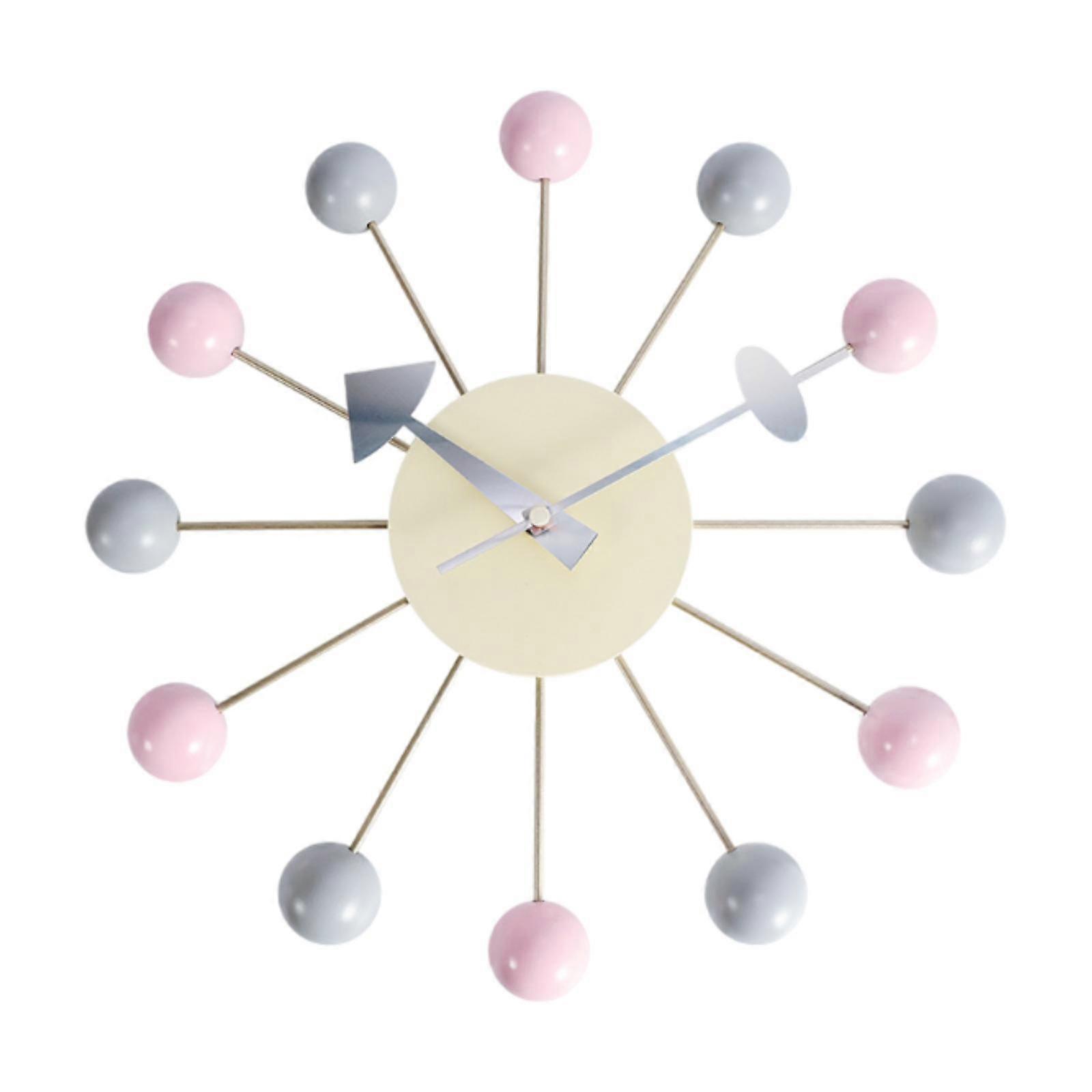 13.4 इंच सजावटी लकड़ी की गेंद की दीवार घड़ी रसोई बहुमुखी के लिए गैर टिक-टिक