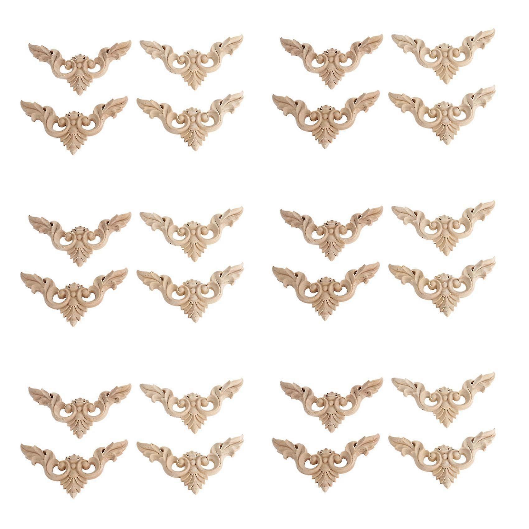 24 יחידות 8x8 ס"מ עץ מגולף פינתי שיבוץ רהיטים קישוטי בית אפליקציה לא צבועה