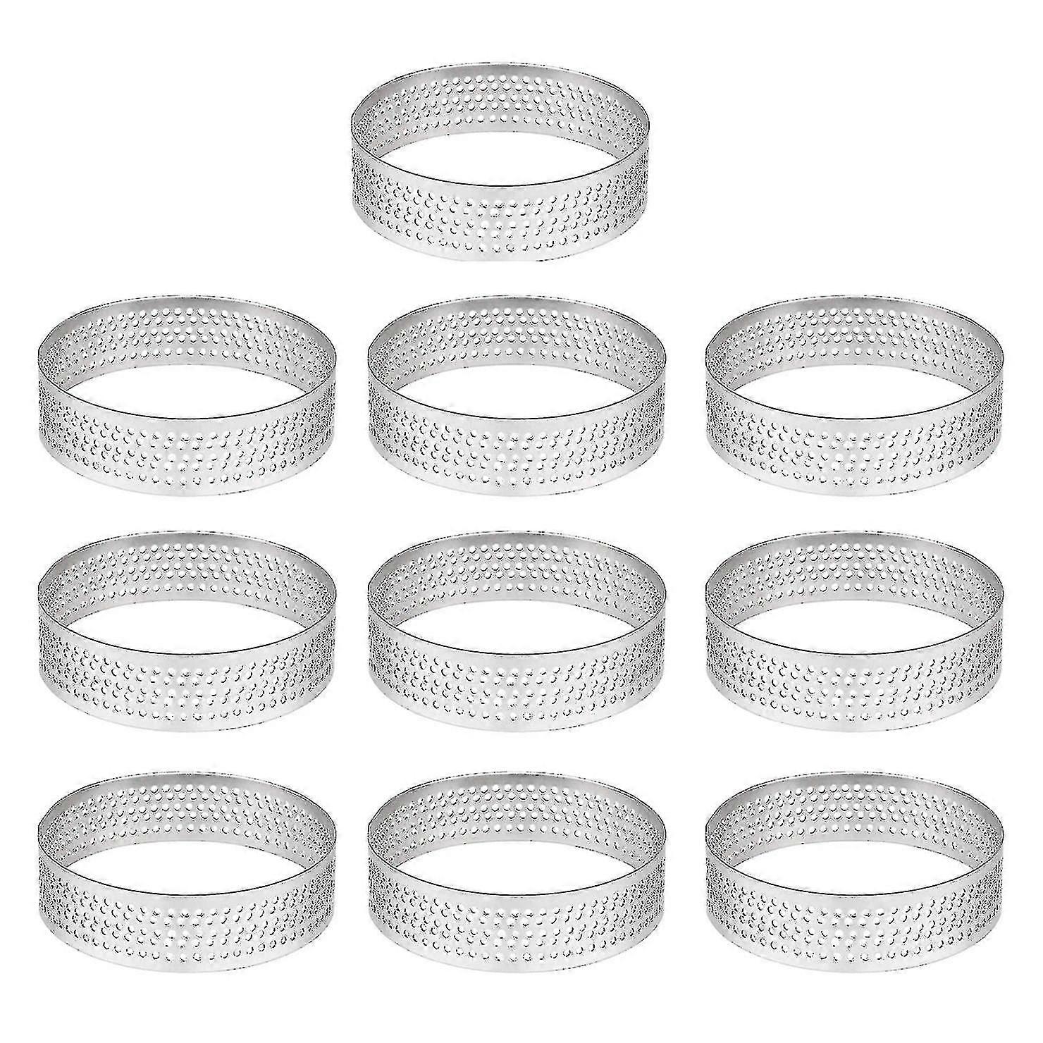 10pcs 4.5cm جولة غير القابل للصدأ مثقبة سلس تارت الدائري مع ثقب