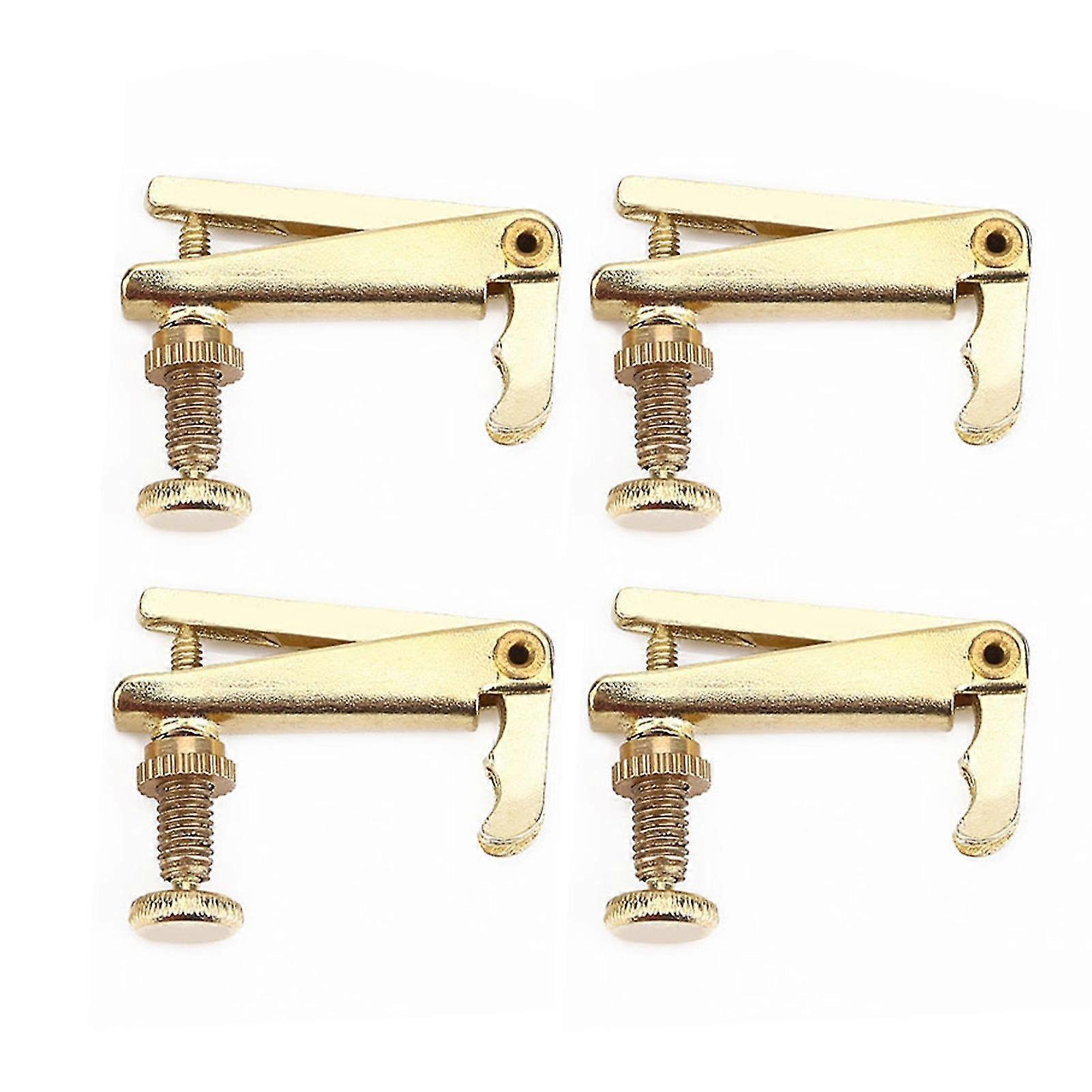 4Pcs Durable Alloy Fine Tuners String Adjusters Replacement Parts for 3/4 4/4 Violin(Gold)