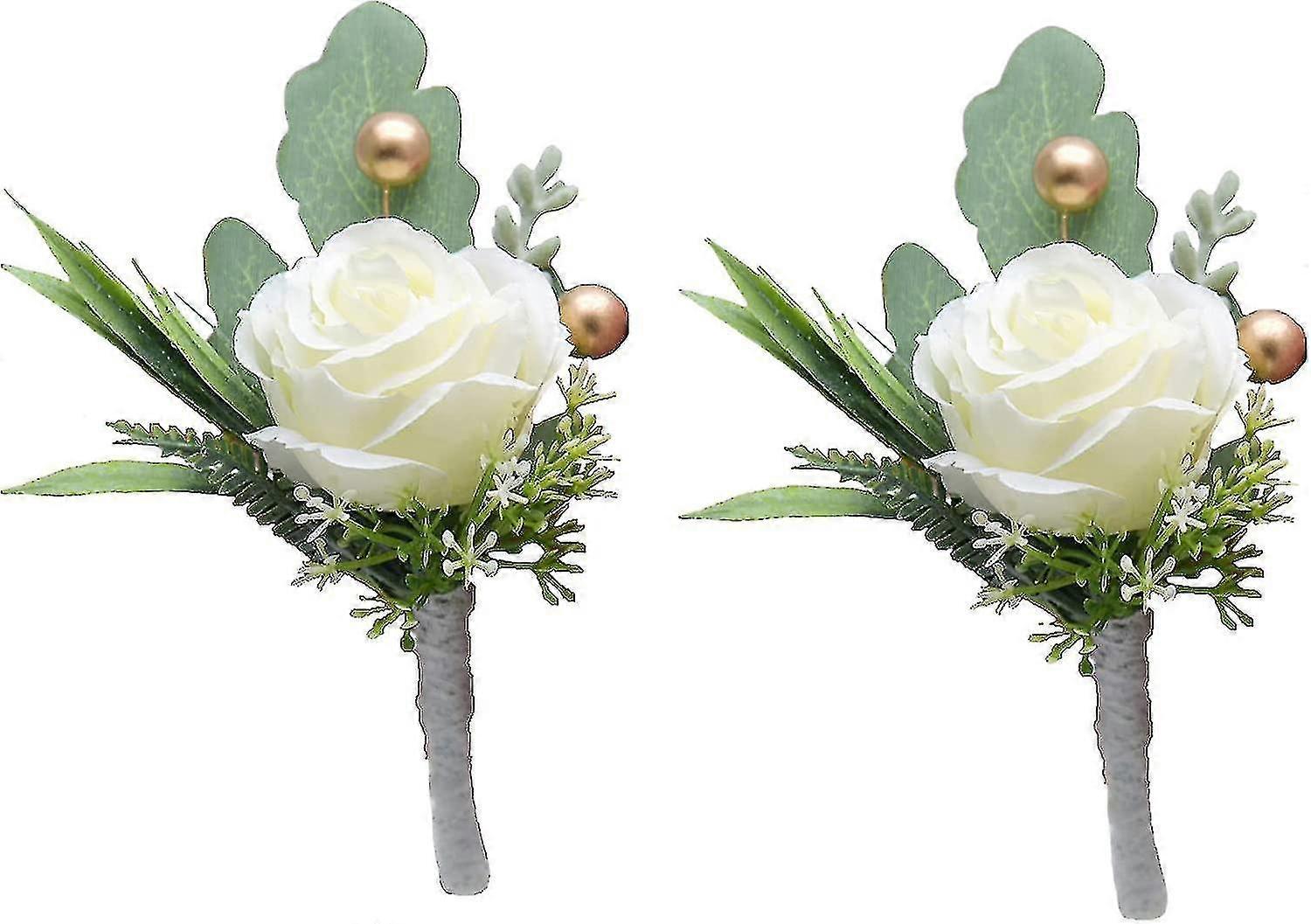 2pcs Boda Boutonniere Artificial Wedding Flower Accesoriosgold
