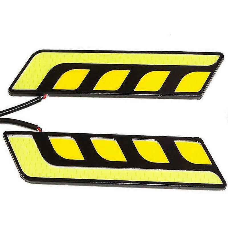 2pcs White+Amber COB LED Car DRL Daytime Running Light Fog Driving Lamp
