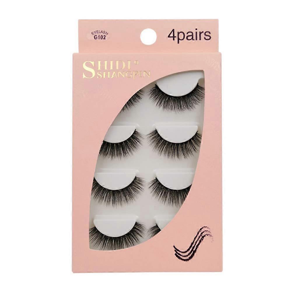 Waterproof and Reusable 3D Black False Eyelashes - Set of 4 Pairs, Watermane Style - Perfect for a Natural Look and Long-Lasting Wear, G102