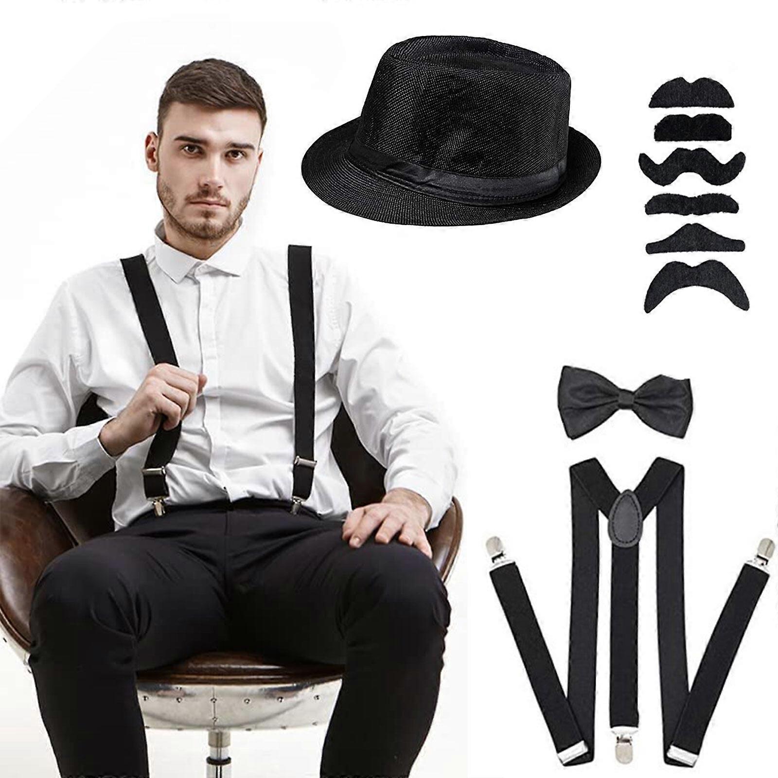 18-teiliges 1920er Jahre Kostüm-Set – Gangster, Gatsby, Inkl. Hut, Fliege, Schnurrbart