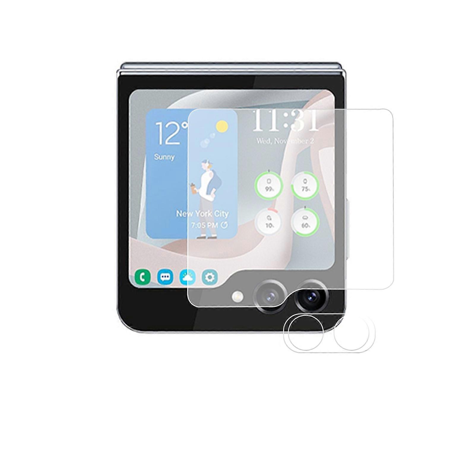 2 Pack Designed for Z Flip 5 5G +Camera Lens Screen Protector (Front Screen Only) Tempered Glass Screen Protector, Anti Scratch, Bubble Free