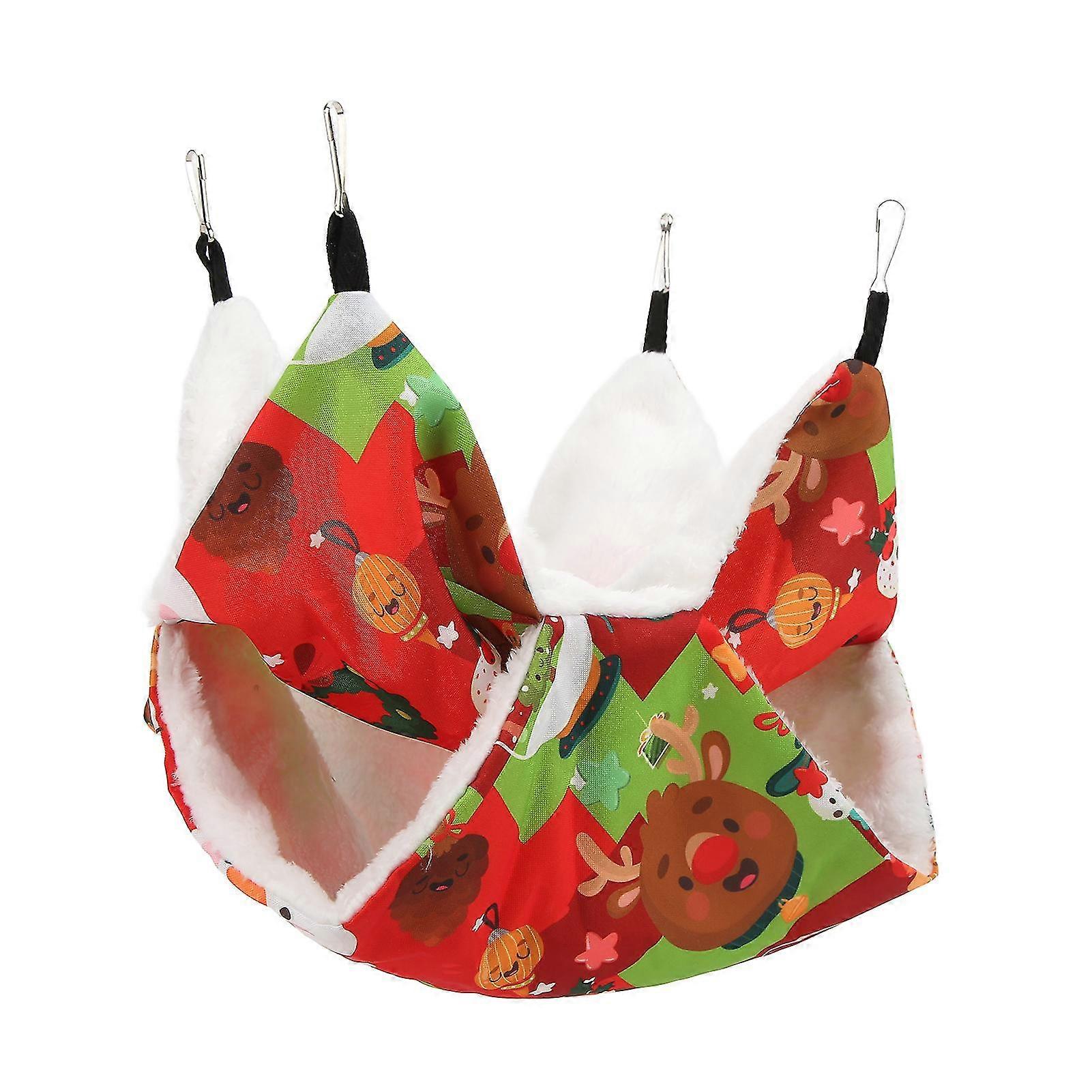 Double Layer Hamster Hanging Bed - Red Double Hammock for Small Pets