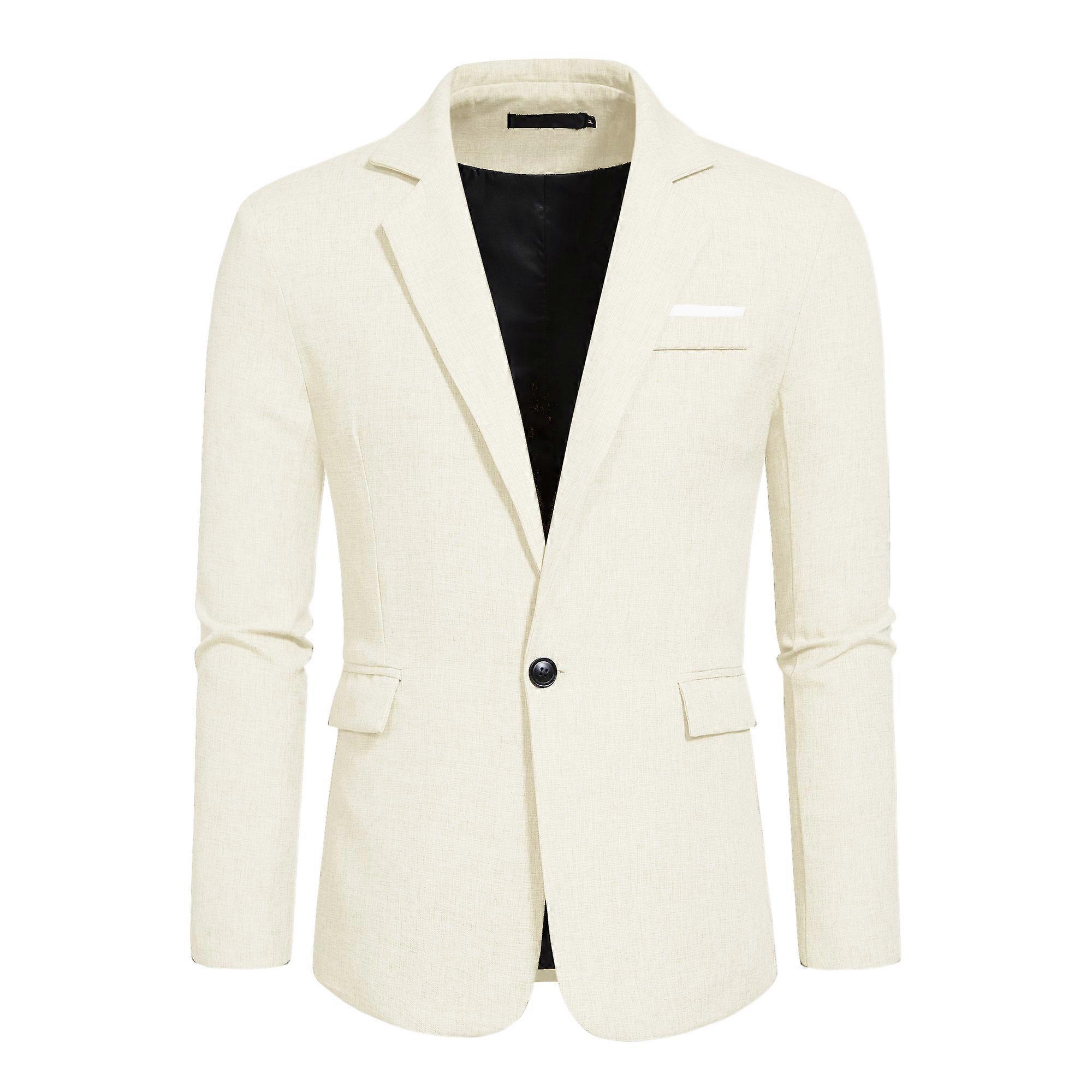 Mens One Button Blazer Casual Slim Fit Blazer Jacket