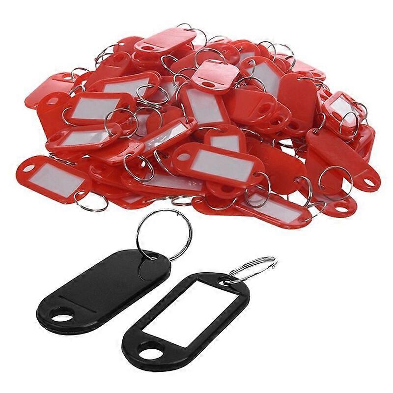 200 Pcs Key Ring Tags, 100 Pcs Black & 100 Pcs Red blackred