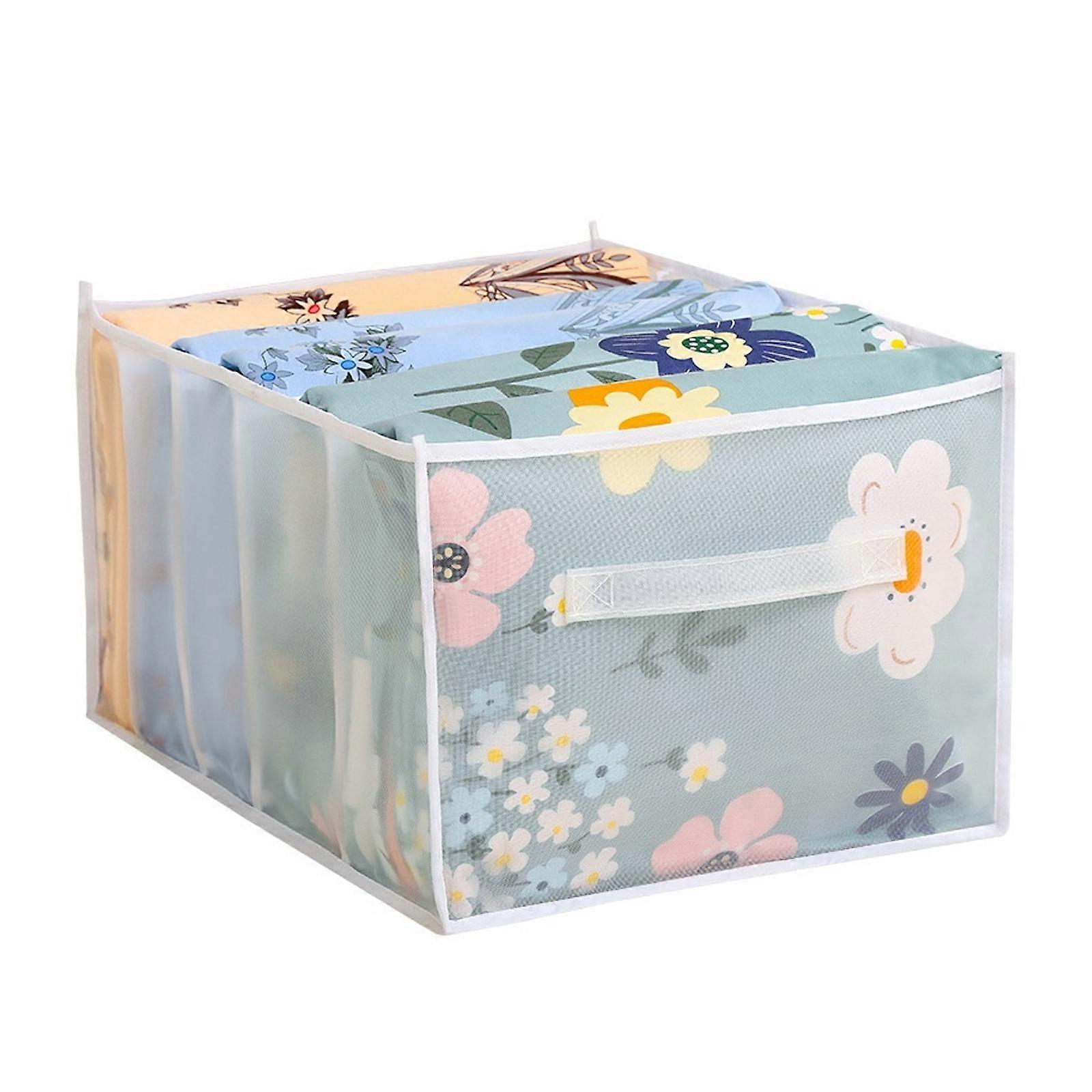 Wardrobe Clothes Organizer, Foldable Portable Storage Box Visible Grid Storage Baskets(44*33cm)