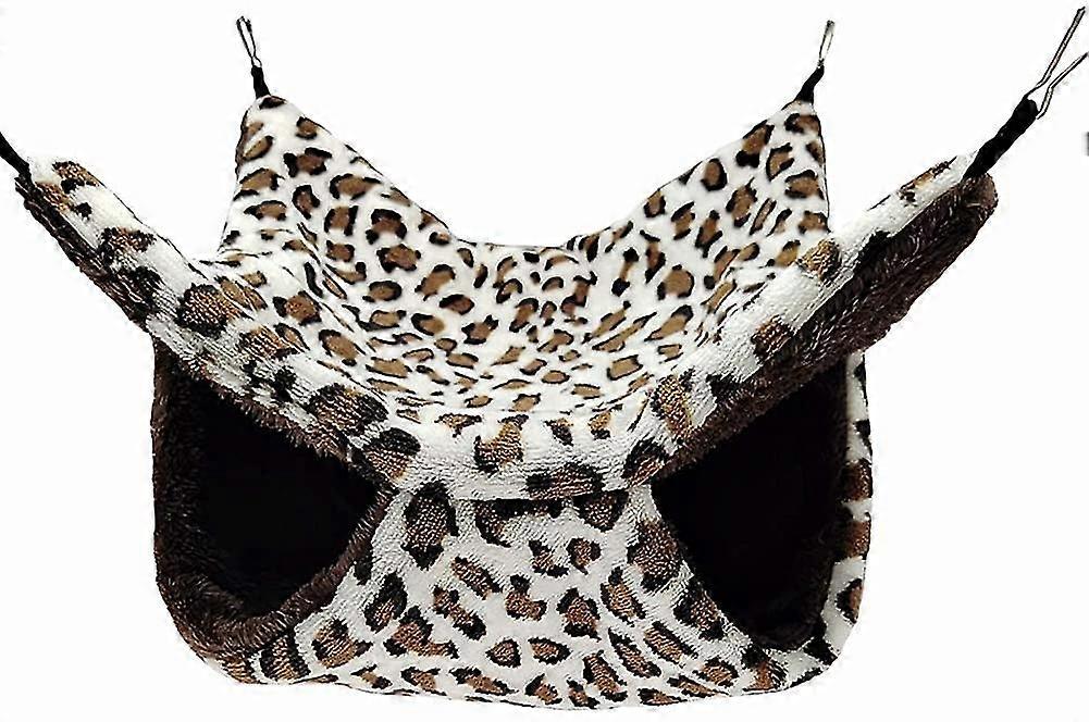 2 Tier Hamster Leopard Hammock For Small Animals. Hanging Bed Plush Bag