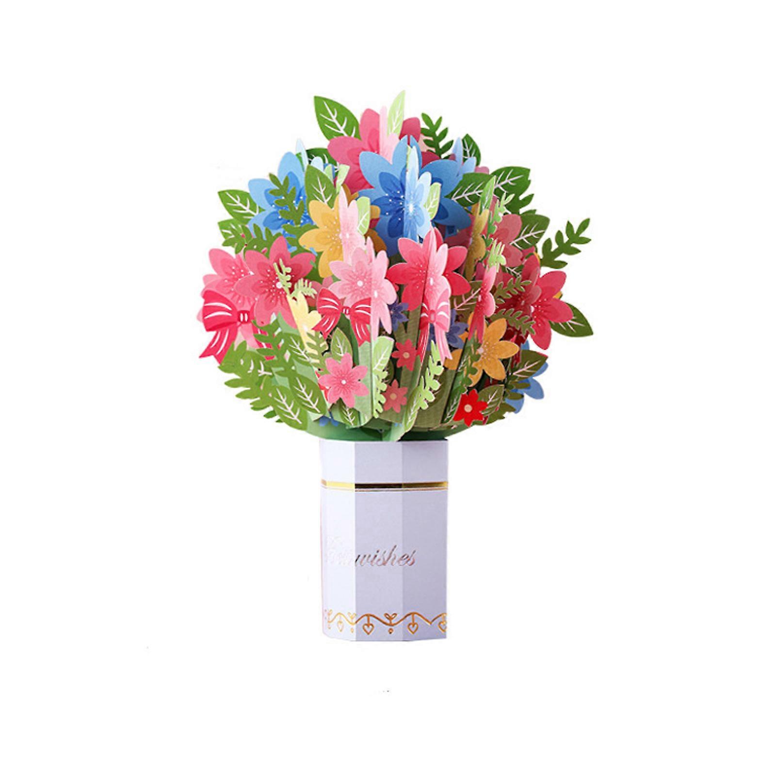 Handmade Mixed Roses Bouquet Paper 3D Pops Up Greeting Cards for All Occasions