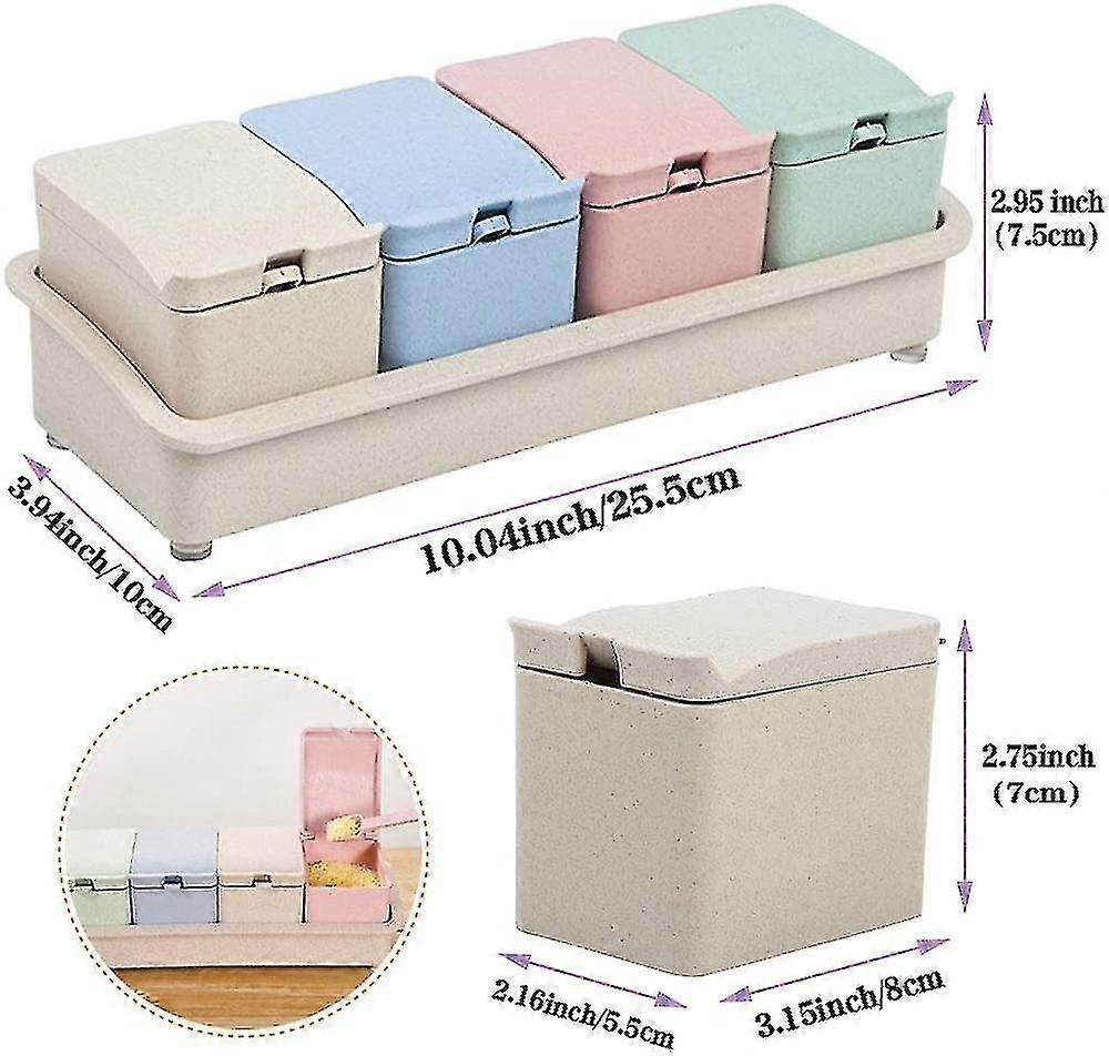 Seasoning Box,seasoning Container Box,seasoning Box Spice Pots,4 Cells