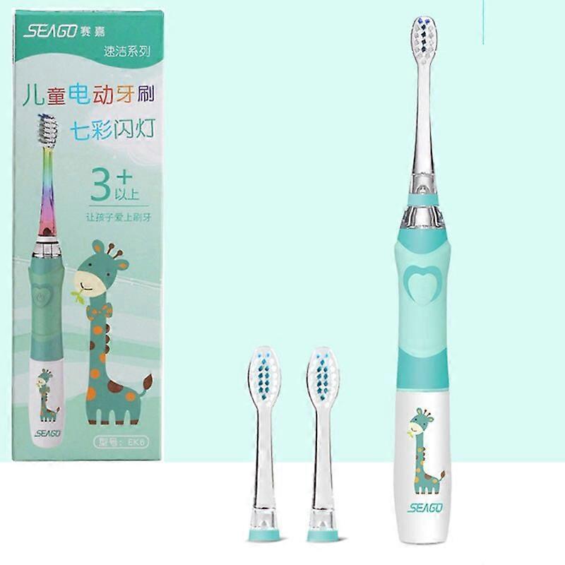 Children's Electric Toothbrush LED Light Smart Reminder Replacement Nozzles Battery Supply Sonic Toothbrush for 3 Years+ Toothbrushes