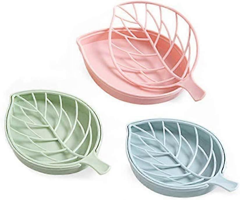 Pack of 3 Soap Holder Leaf Shape Double Layer