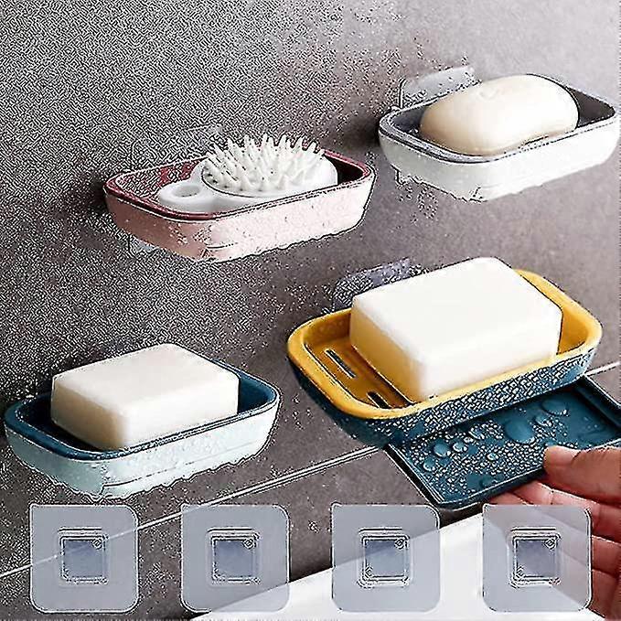 4 Pcs Pack Soap Dish Soap Holder Wall Mounted Soap Dish