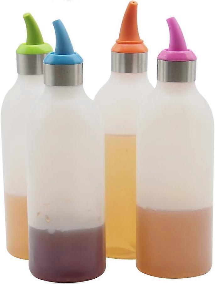 Top Dispensers Plastic Squeeze Bottles Condiment 4pk Ketchup Mustard Mayo Hot Sauces Olive Oil BBQ