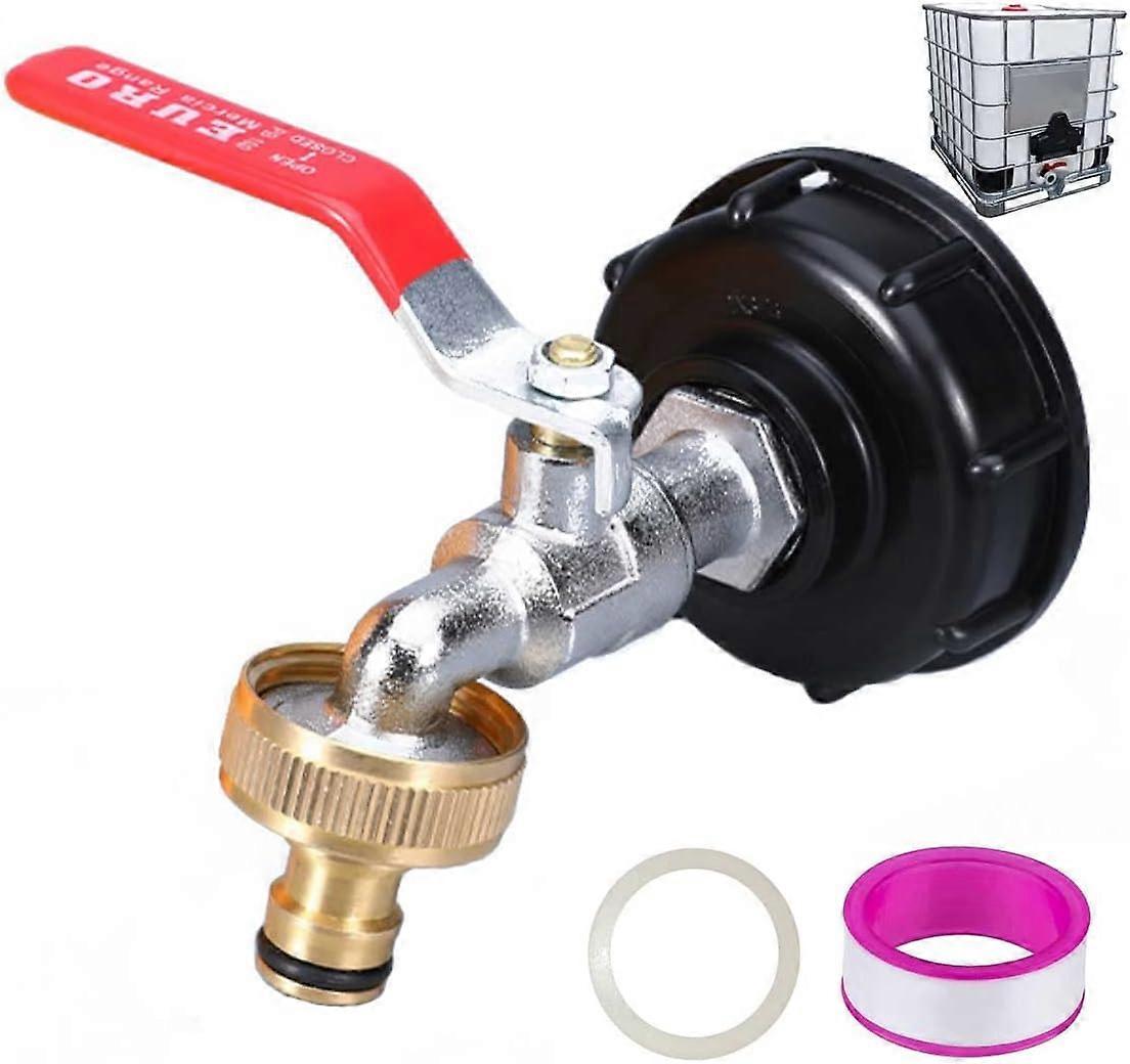 IBC Tote Tank Adapter Faucet, 3/4" GHT Male Adapter Fitting and Garden Hose Quick Connector