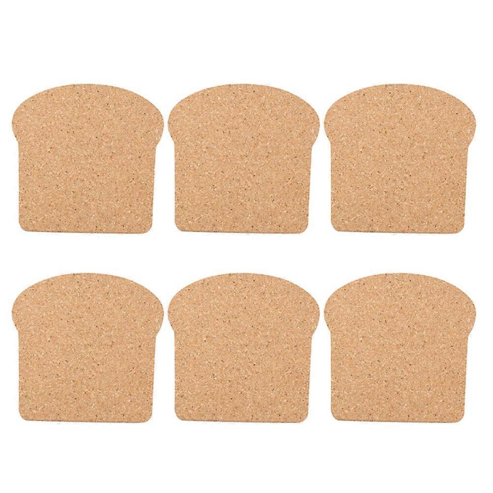 6Pcs Simple Cork Placemat Practical Heat Insulation Mats Home Table Coasters