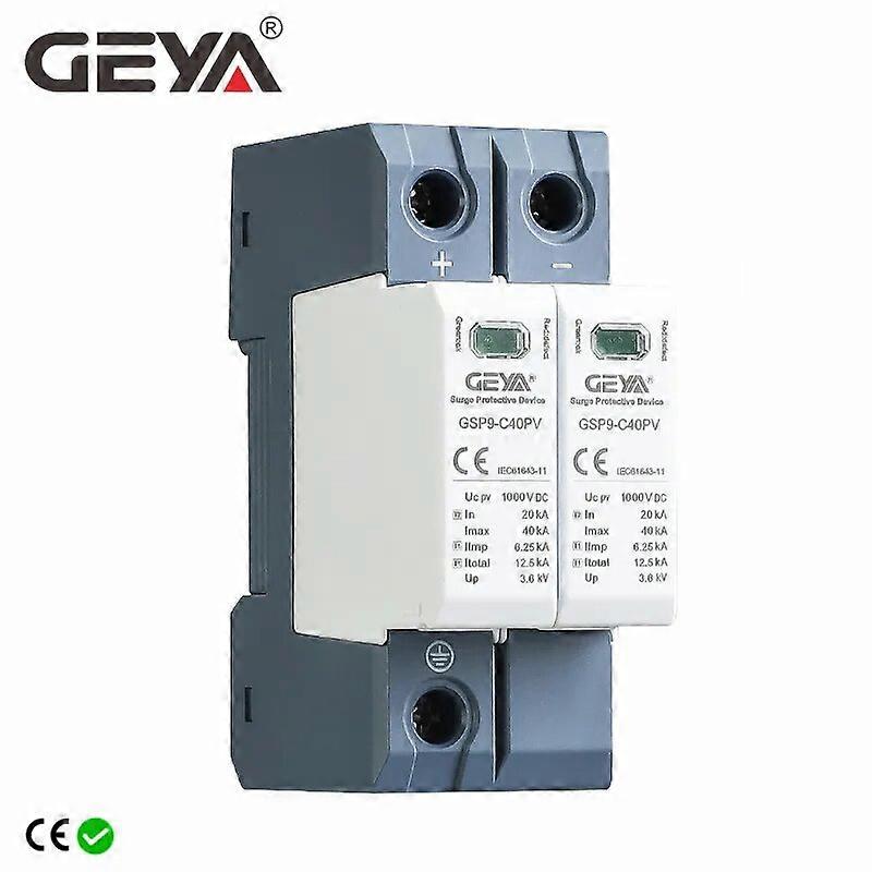 GEYA GSP9 2P Solar PV Low Voltage SPD Din Rail DC 600V 1000V 20KA-40KA Surge Arrester Lightning Protector SPD DC