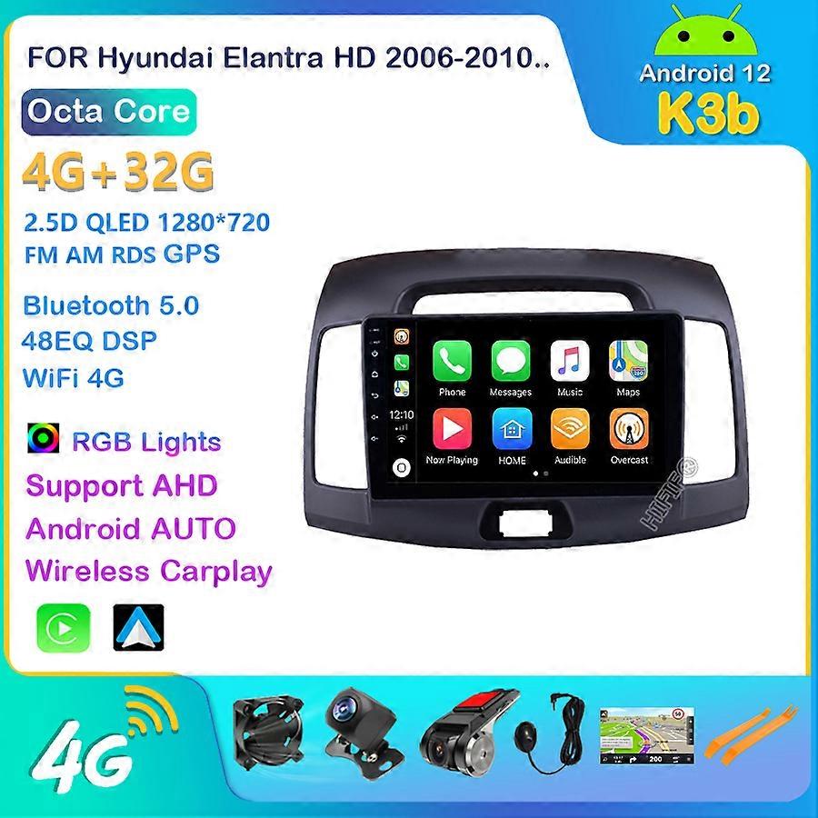 4G+64G Android 12 4G Car Radio Multimedia Video Player Navigation GPS WiFi 2 din For Hyundai Elantra HD 2006-2010 Carplay NOdvd