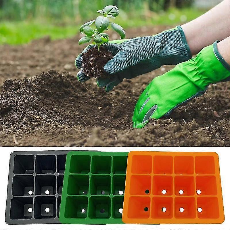 Silicone Seed Tray, 12 Cells Indoor Seed Trays For Seedlings Reusable, Plants Propagator Seedling Pots Seed Starter FRD
