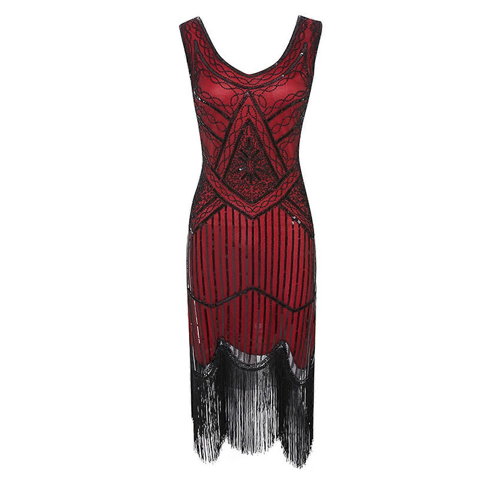 Plus Size Great Gatsby Costume 1920's Cocktail Party Sequin Fringe Flapper Dress