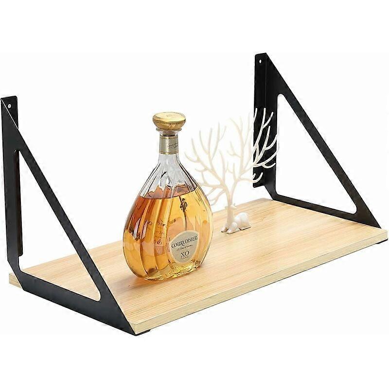 Shelf Bracket Wall Shelf Bracket Right Angle Fixed Angle Shelf Bracket Iron Bracket Console or Wall Mounted/Black/2pcs