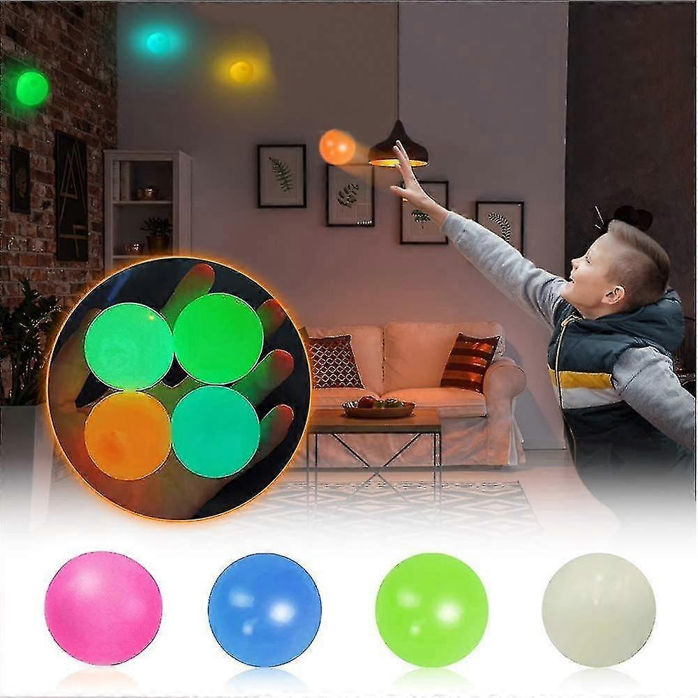 4pcs Luminescent Stress Relief Sticky Ball,ceiling Sticky Glow Stick To The And Slowly Fall Off