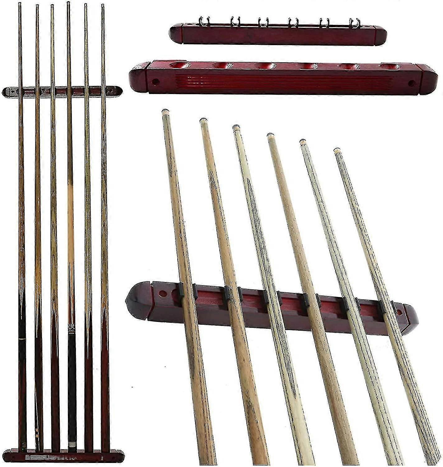 6 pool cue rack, trä pool cue rack väggmontering pool Cue rack pool cue rack