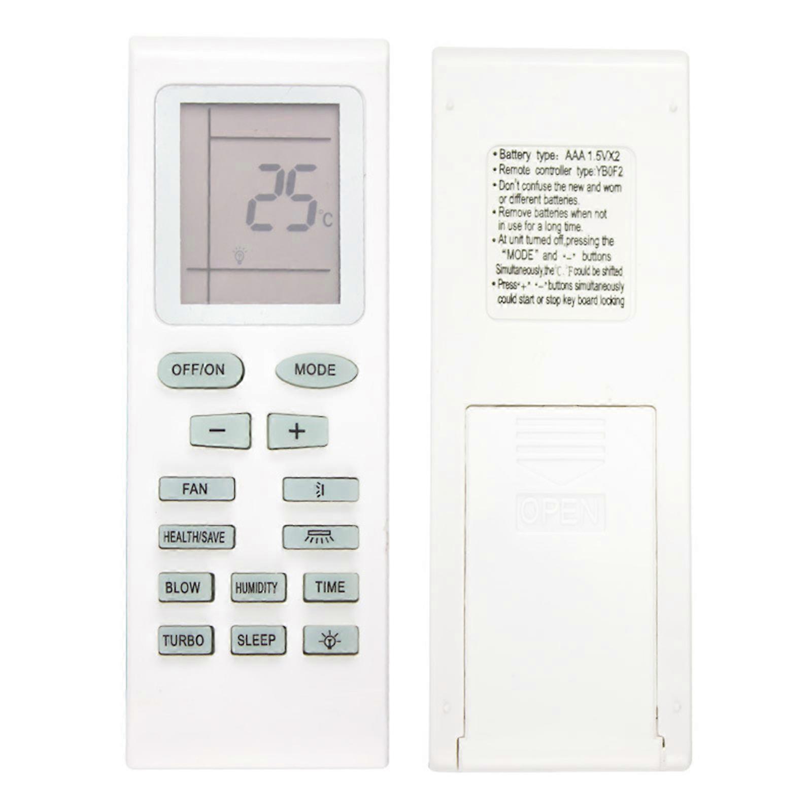 Air Conditioner Remote Control Large Screen Conditioning Controller Simple Operation Lightweight YBOF2 Replacement ABS