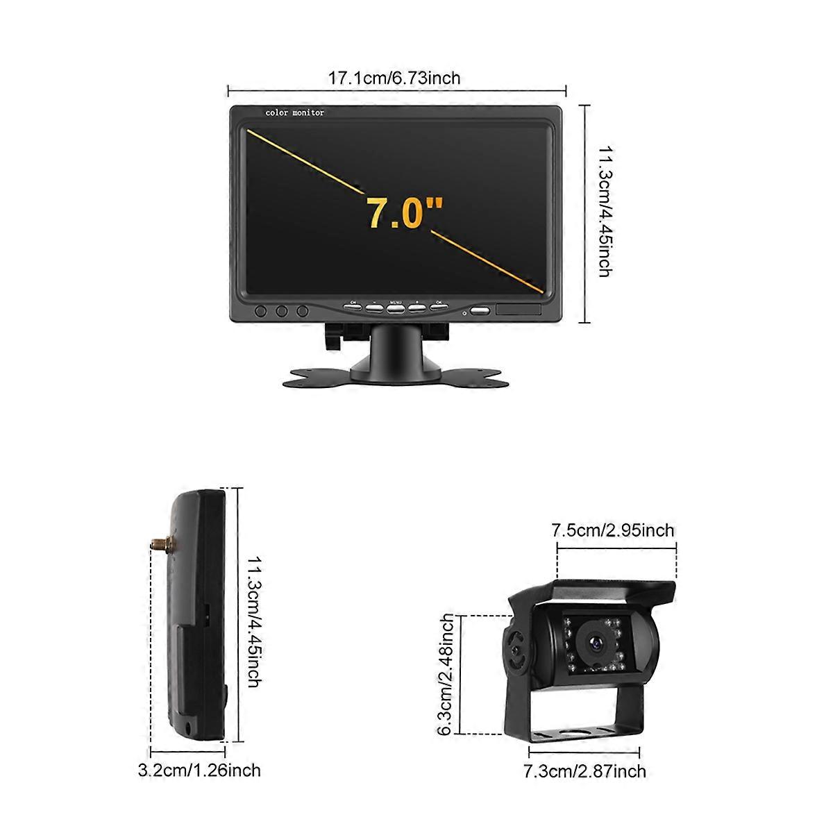 7Inch Wireless Rear View Camera TFT LCD Monitor Night Vision Backup Parking Rear View Camera System for RV Truck Trailer