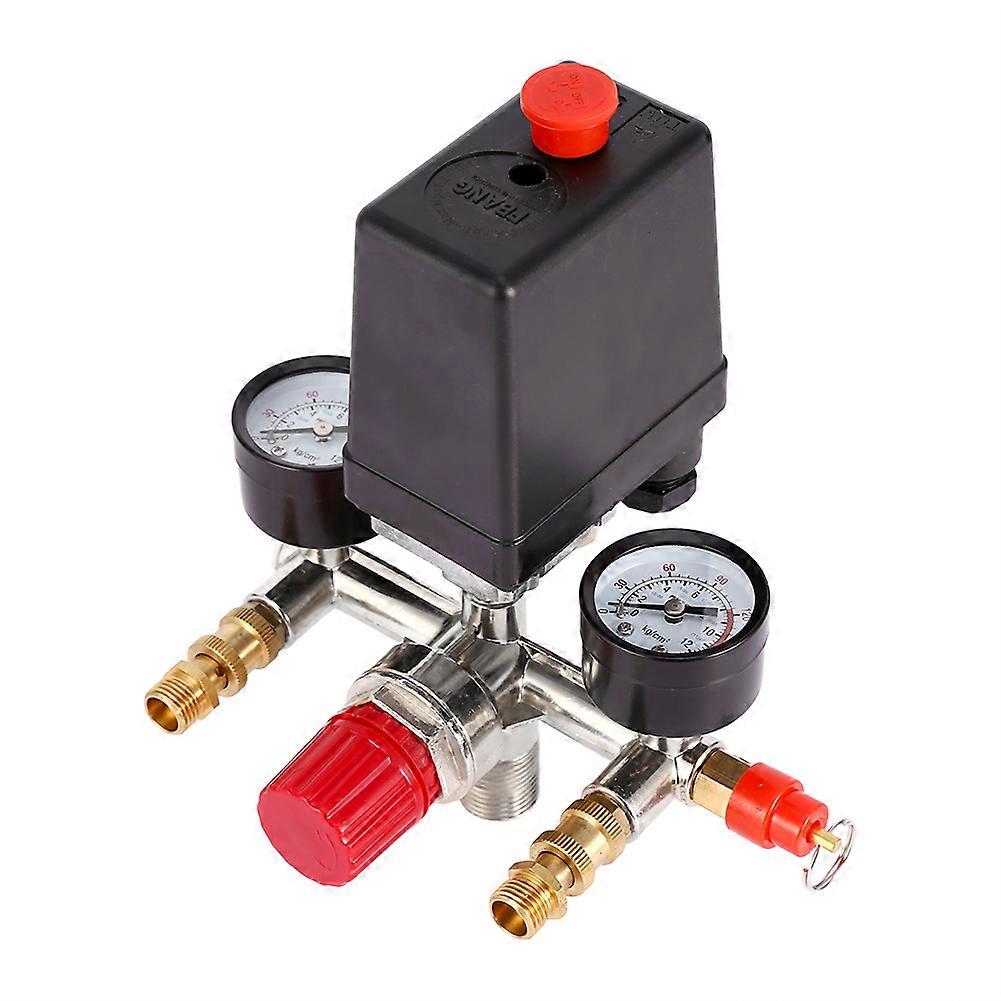 1Set neuester einphasiger Kompressor-Druckschalter mit Luftregler & Wert & Manometer