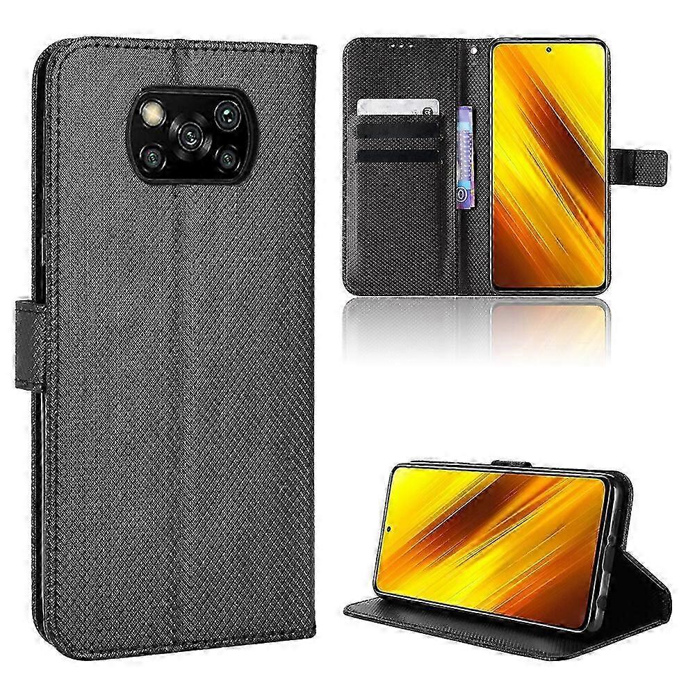 Compatible with Xiaomi POCO X3/ X3 NFC Wallet Case Diamond Pattern Pu Leather Cover With Magnetic Closure Card Slots