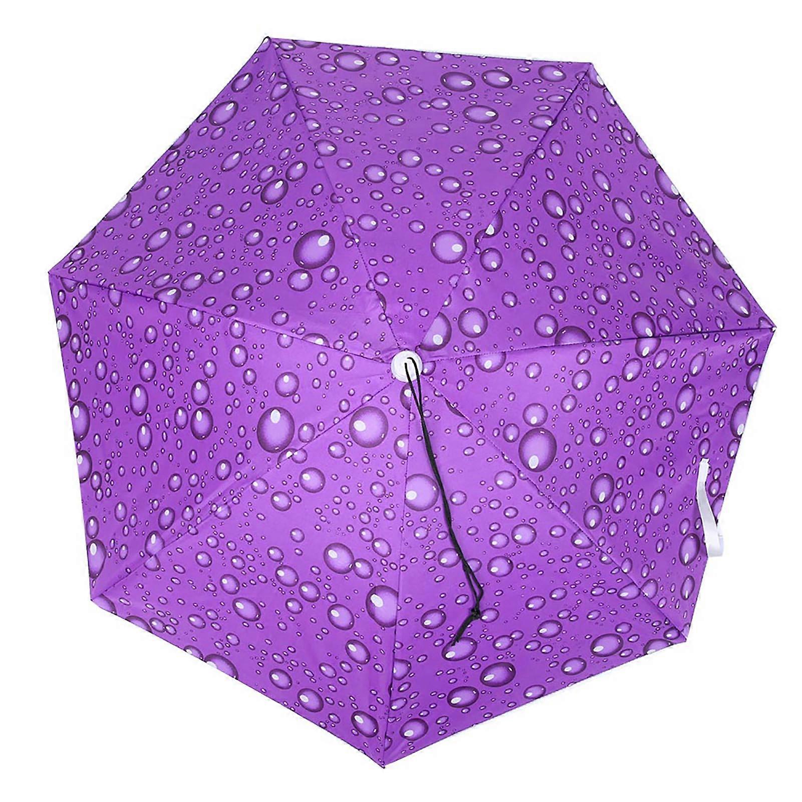 77cm Sunscreen Windproof Head Mounted Umbrella Top Folding Hat Umbrella(Raindrop Purple)