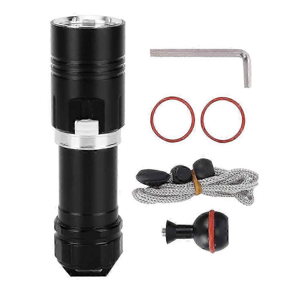L2 LED Flashlight Torch 100M Diving Waterproof for CampingStepless Dimmingblack