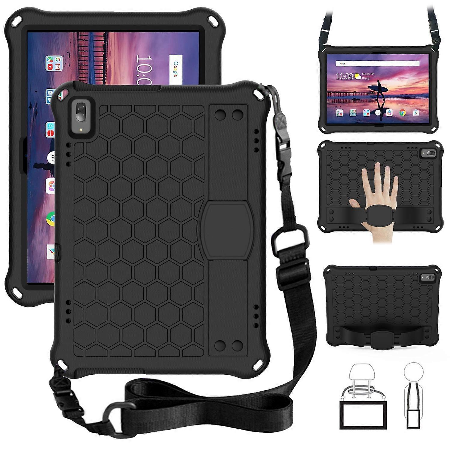 Pour Lenovo Tab 4 10 TB-X304F / N Honeycomb Design EVA + PC Material Four Corner Anti Falling Flat Protective Shell avec sangle (noir + noir)