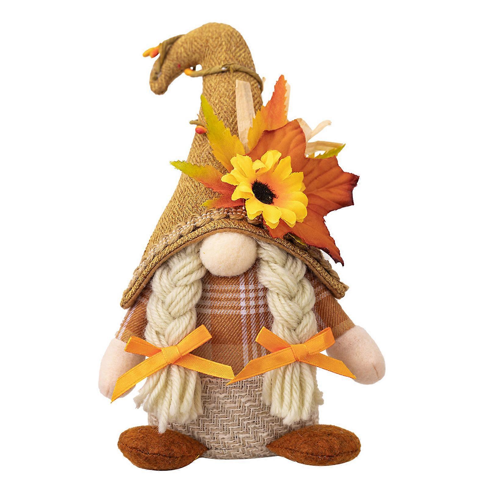 Stylish Thanksgiving Bend Hat Doll Collectible Thanksgiving No Face Doll Figure with Standing Pose and Bendable Hat
