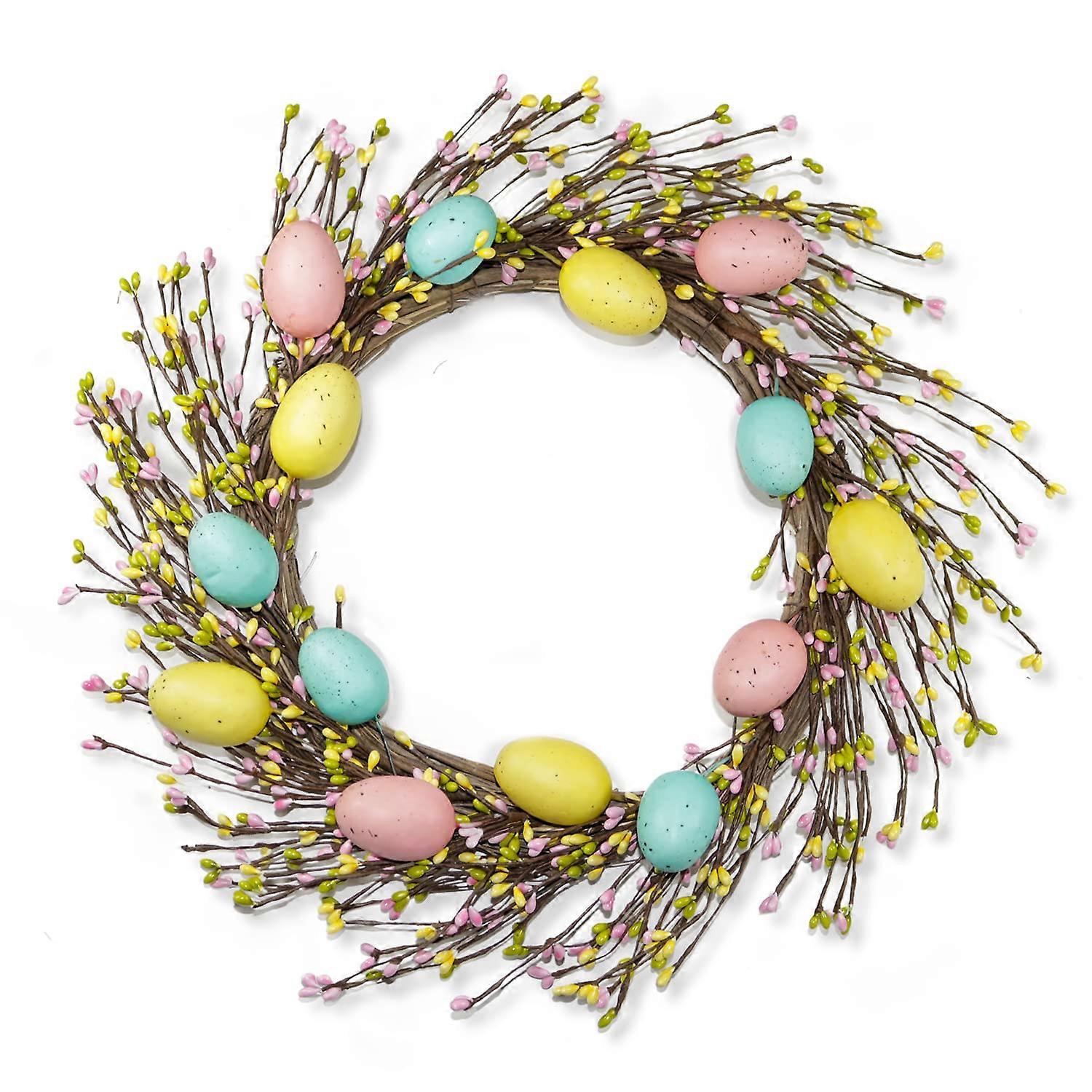 22 Inch Farmhouse Easter Wreath - Spring Decorative Front Door & Window Decor, Rustic Floral Design for Gifting